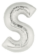 7" Megaloon JR - Letter S - Silver Airfill Heat Seal Required balloon