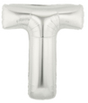 7" Megaloon JR - Letter T - Silver Airfill Heat Seal Required balloon