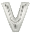 7" Megaloon JR - Letter V - Silver Airfill Heat Seal Required balloon