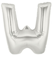 7" Megaloon JR - Letter W - Silver Airfill Heat Seal Required balloon