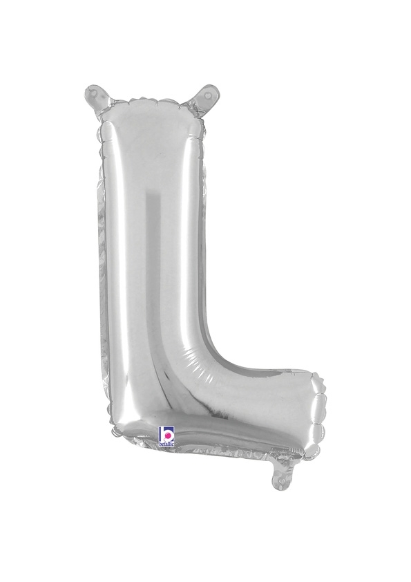 14" Letter L - Silver Packaged Self-Sealing Airfill balloon