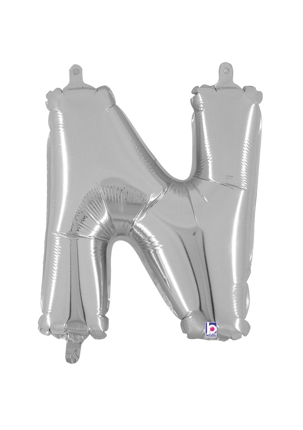 14" Letter N - Silver Packaged Self-Sealing Airfill balloon