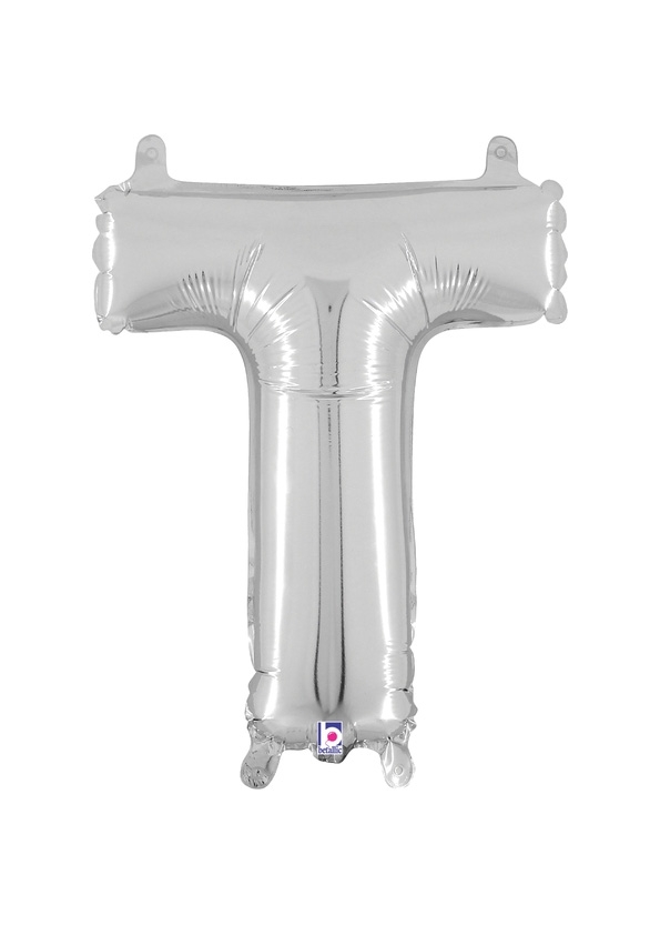 14" Letter T - Silver Packaged Self-Sealing Airfill balloon