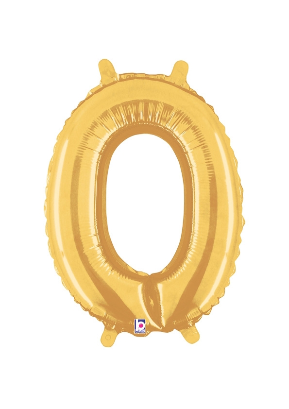 14" Number 0 - Gold Packaged Self-Sealing Airfill balloon
