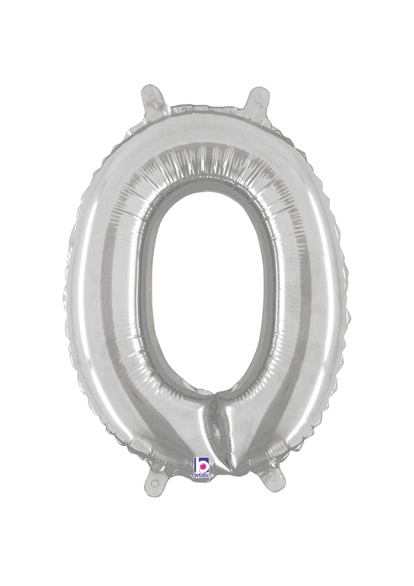 14" Number 0 - Silver Packaged Self-Sealing Airfill balloon