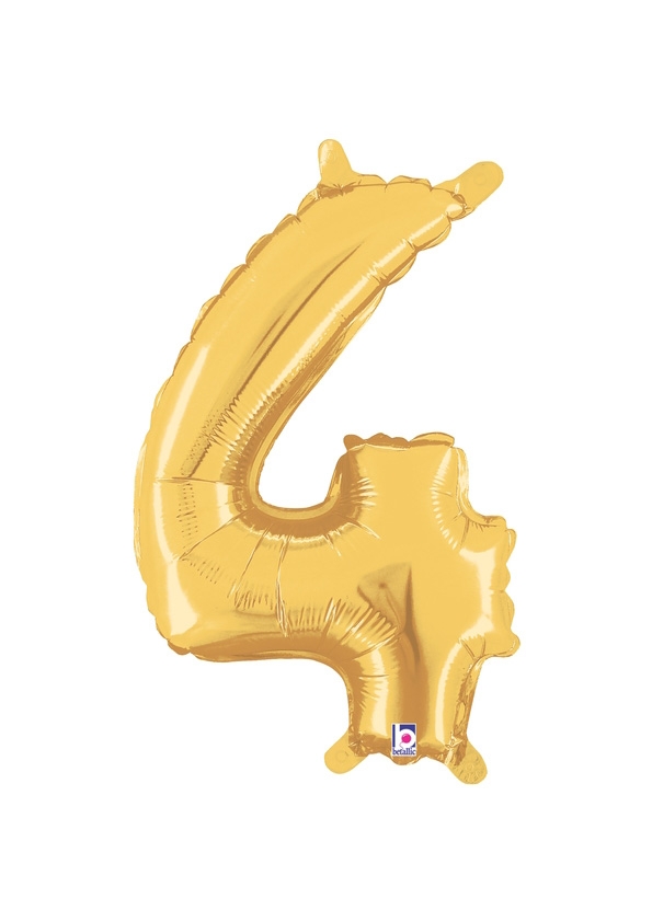 14" Number 4 - Gold Packaged Self-Sealing Airfill balloon