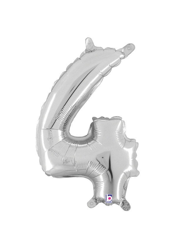 14" Number 4 - Silver Packaged Self-Sealing Airfill balloon