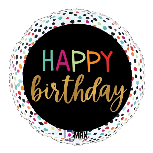 18" Birthday Colorful Dots Balloon