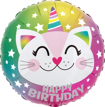 18" Foil - Birthday Caticorn Balloon 