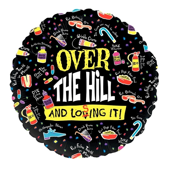 18" Foil Birthday Over the hill and losing it balloon