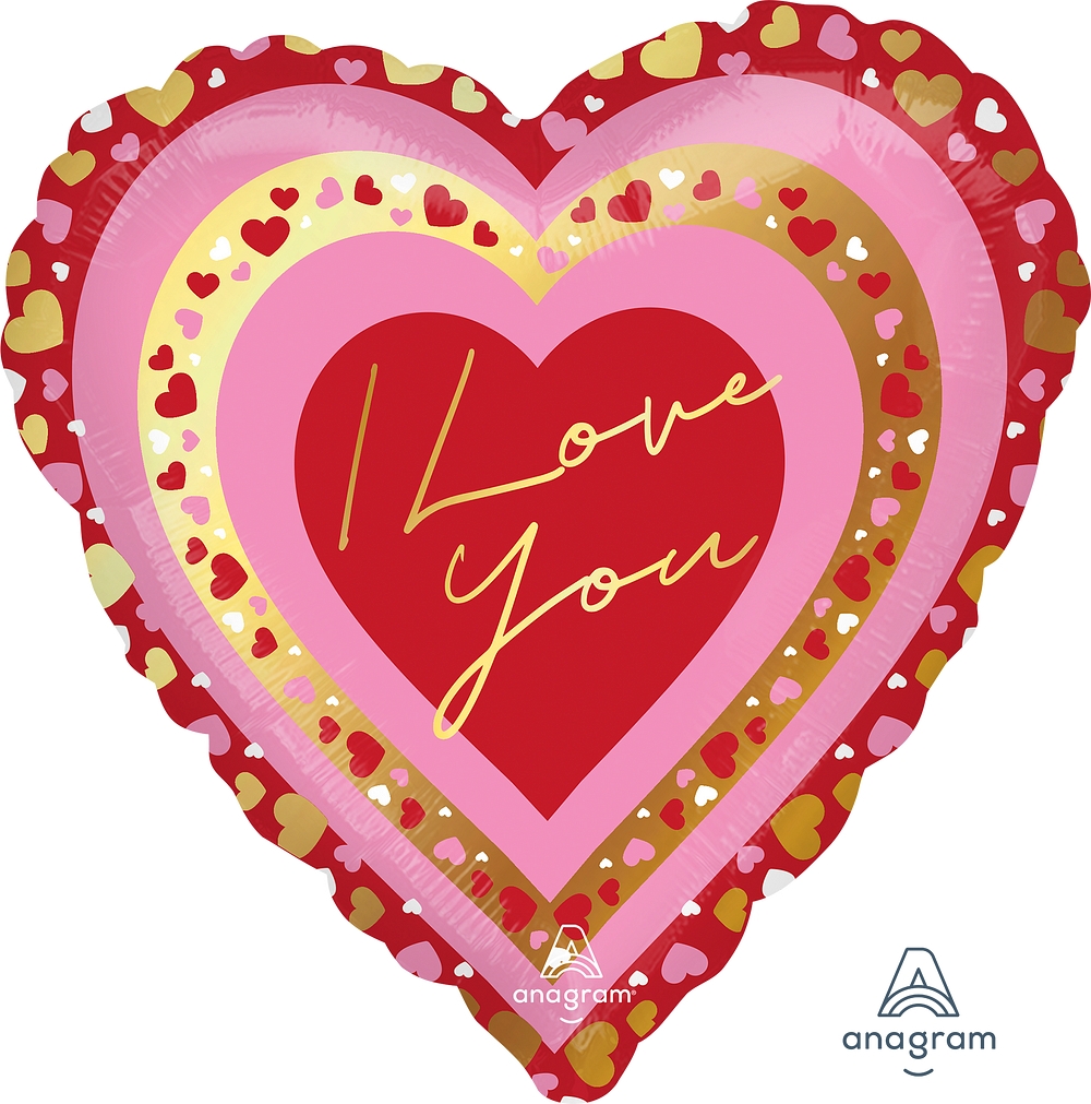 18" Foil I Love You Pretty Hearts balloon