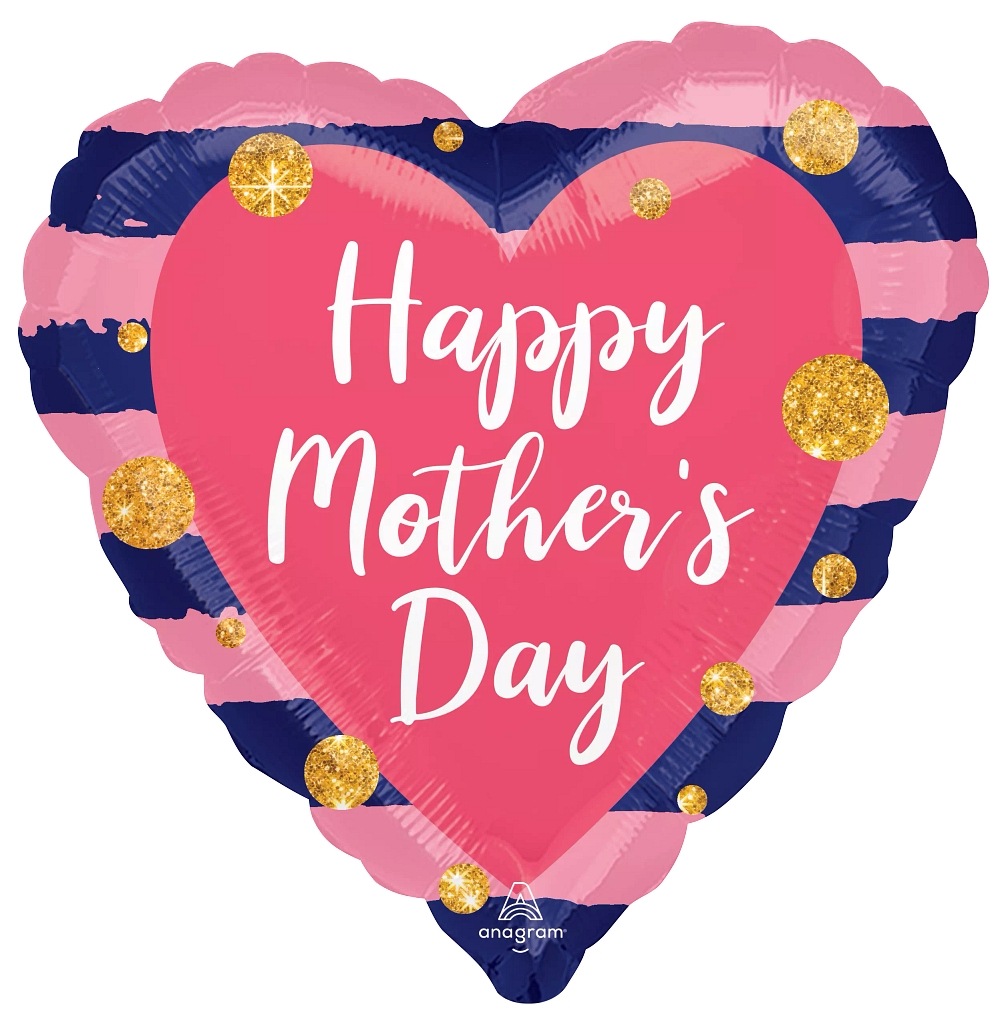 18" Happy Mother's Day Navy and Pink balloon