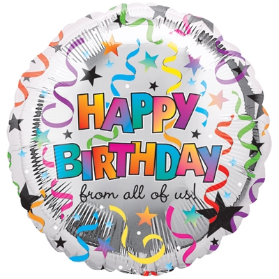 18" VLP Happy Birthday From All of Us balloon
