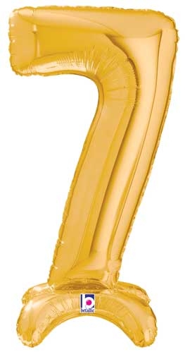 25" Number 7 Gold Stand Up Self-Sealing Air-fill balloon