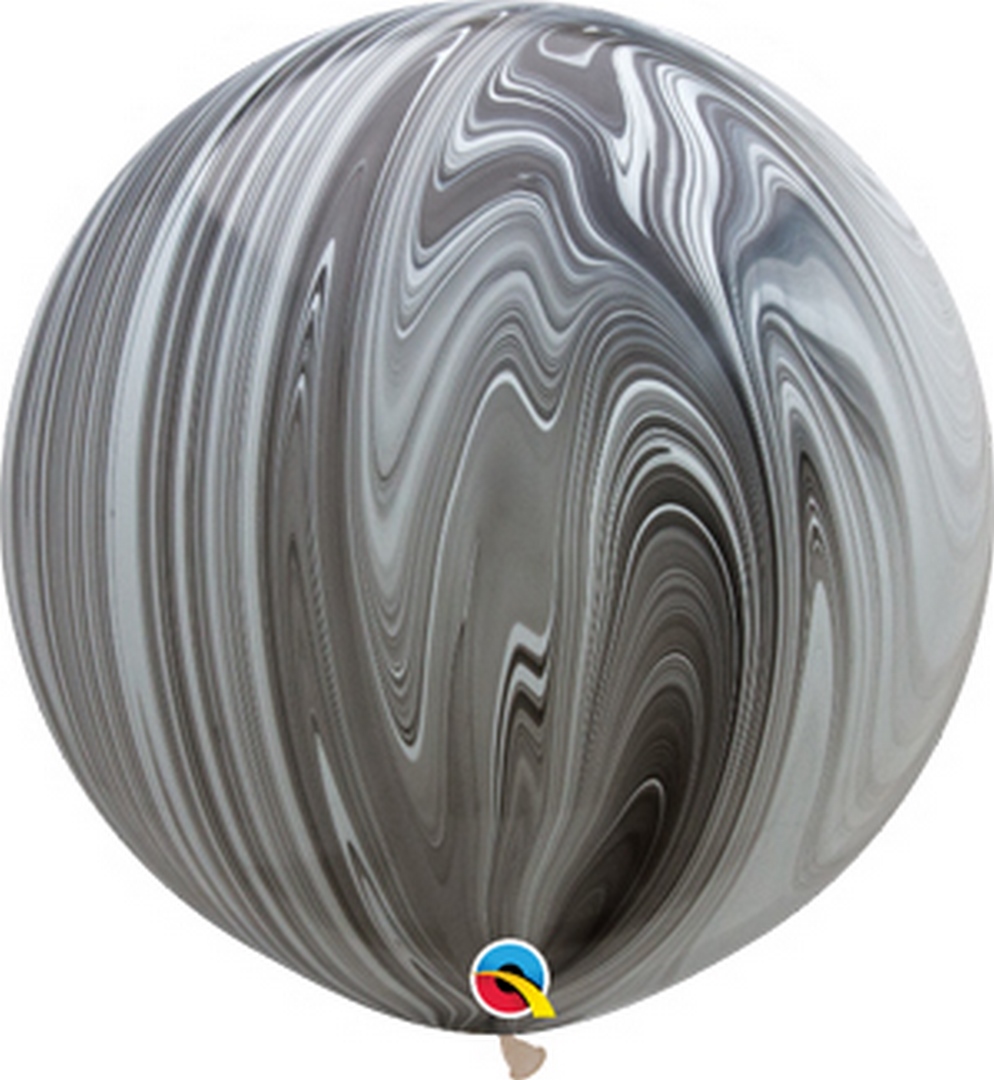 (1) - 30" Black and White SuperAgate balloon