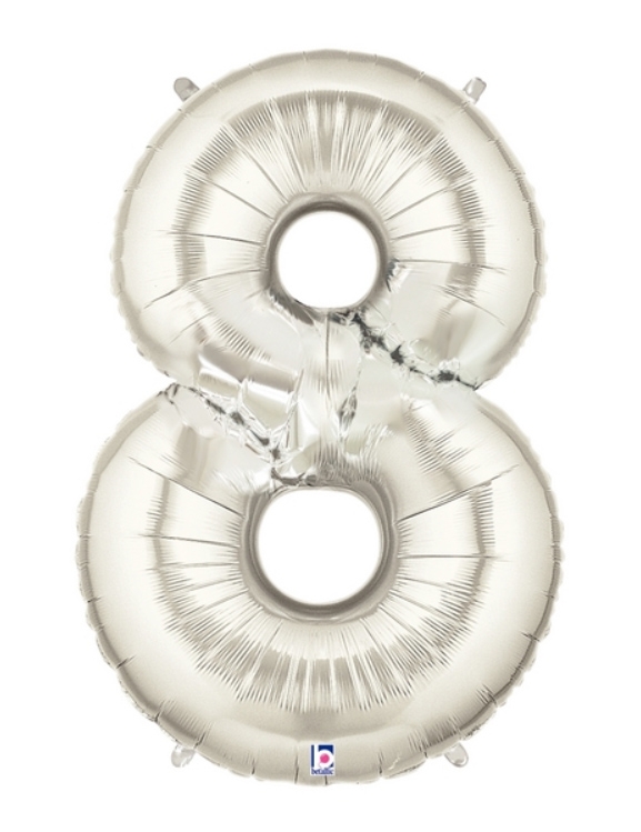 40" Megaloon - Number - #8 - Silver balloon