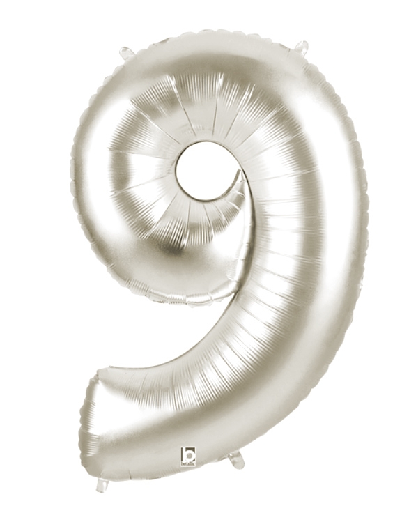 40" Megaloon - Number - #9 - Silver balloon