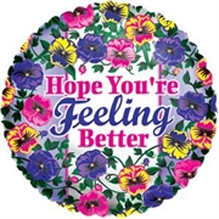 4" Foil - Feel Better Pansies Airfill Heat Seal Required balloon