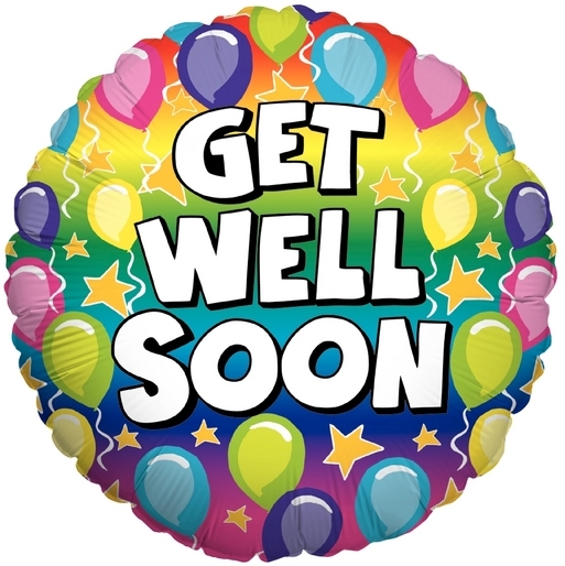 4" Foil - Rainbow Get Well Airfill Heat Seal Required balloon
