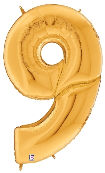 64" Gigaloon - Number - #9 - Gold balloon