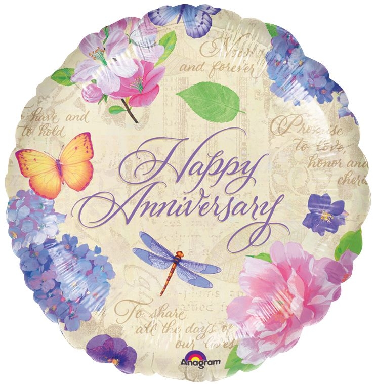 9" Foil - Anniversary Gardens Airfill Heat Seal Required balloon