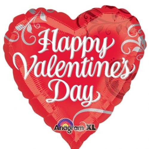 9" Foil - Valentine Swirls Airfill Heat Seal Required balloon