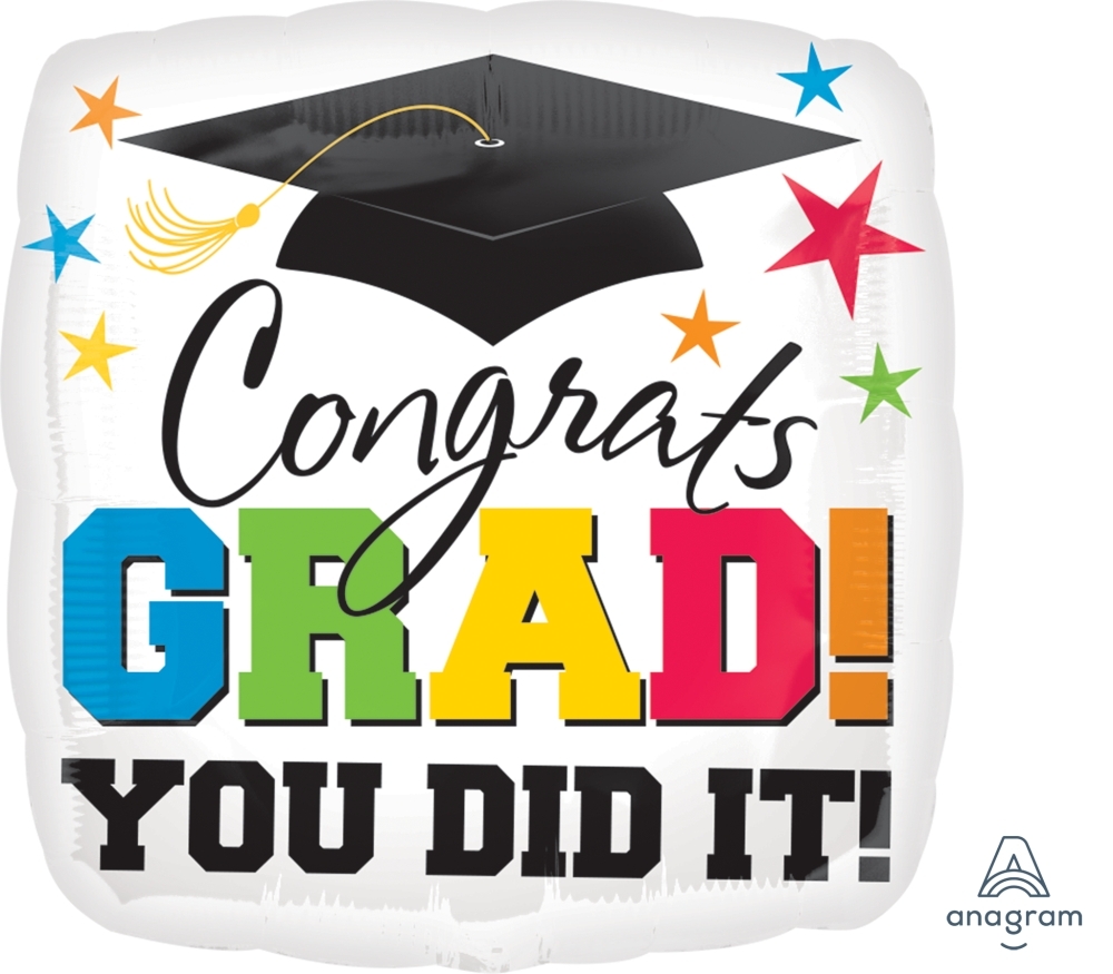 GR - 18" Foil Congrats Grad You Did It balloon