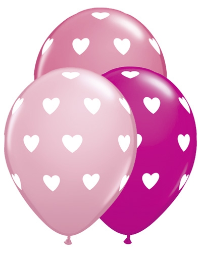 Q (50) 11" Big Hearts -  Wild Berry, Pink, & Rose balloons