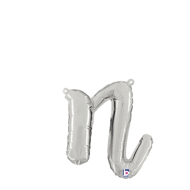 Script Letter N Silver - Self Sealing Air Fill balloon