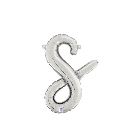 Script Letter S Silver - Self Sealing Air Fill balloon