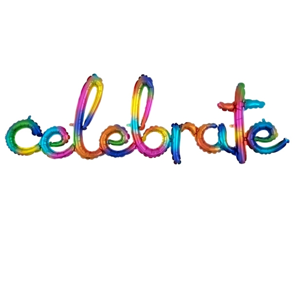 Script Phrase Celebrate Rainbow Splash Air-fill Self-Sealing balloon