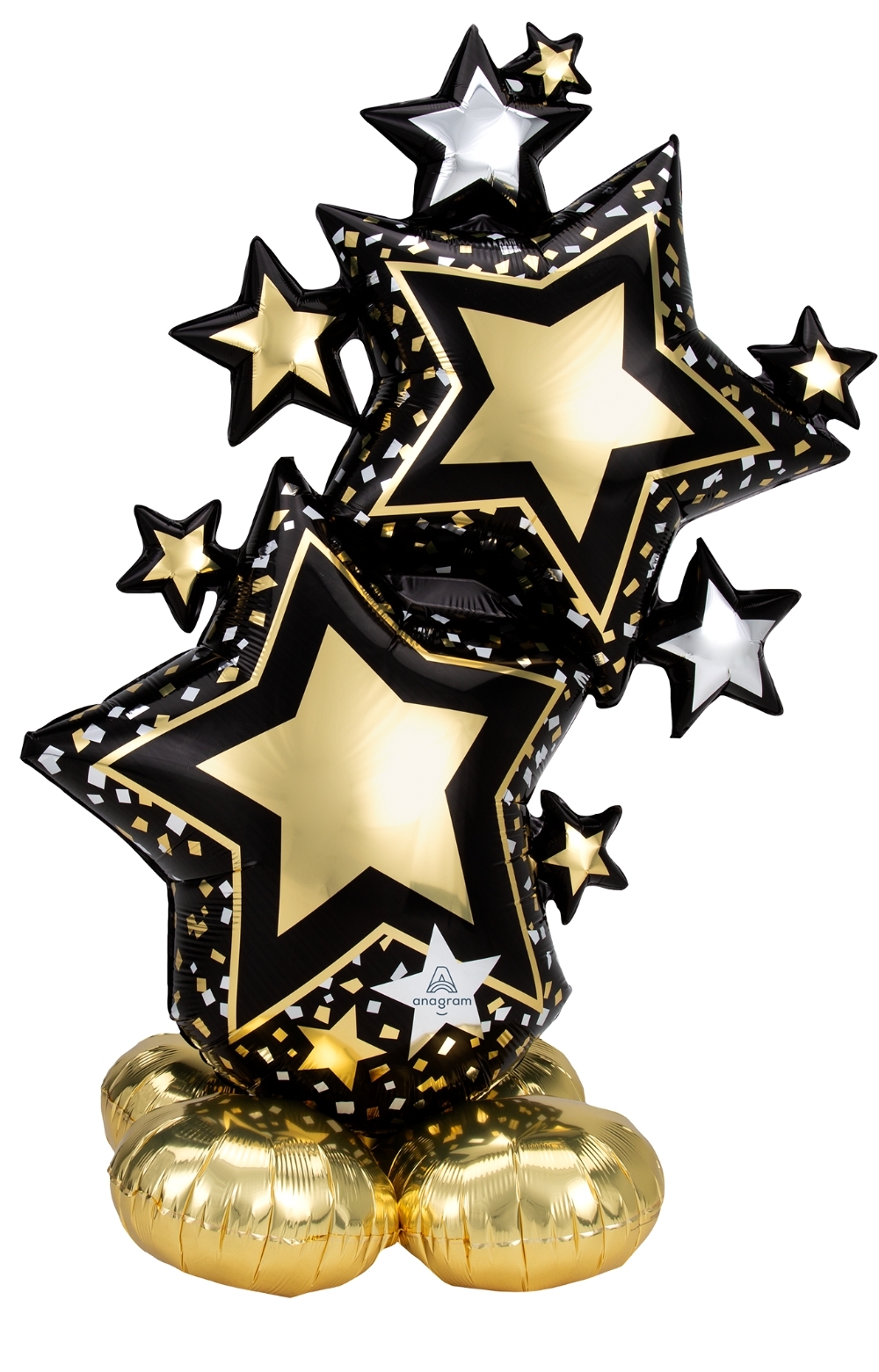 Star Cluster Black & Gold Stars Airloonz Air-fill balloon