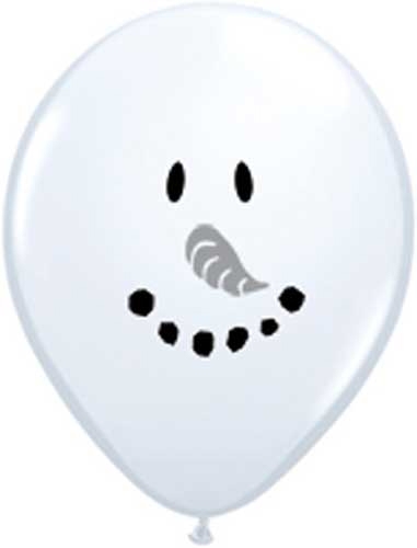 X -  (100) 5" Smile Face Snowman - Wht balloon
