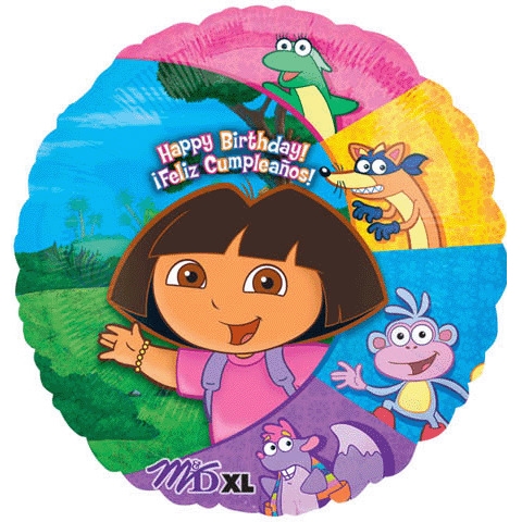 Dora balloons and party supplies for girls birthday party